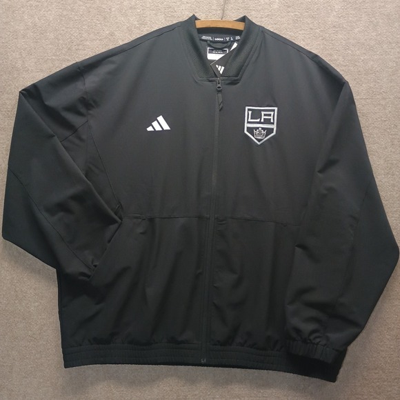 Los Angeles Kings Adidas NHL Pro Jacket Men's 2XL Full Zip Black Double Pockets - Picture 1 of 10